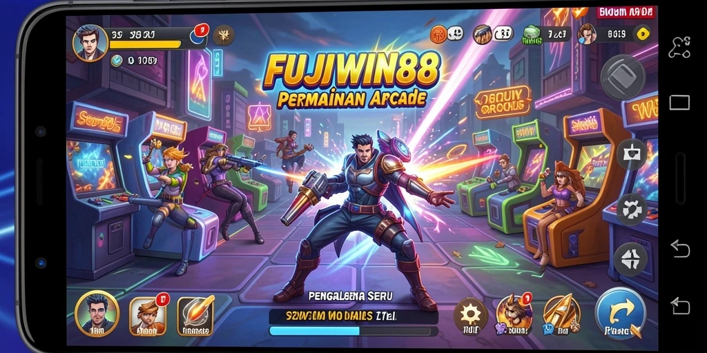 Screenshot menunjukkan keseruan gameplay Arcade FUJIWIN88 yang penuh warna.