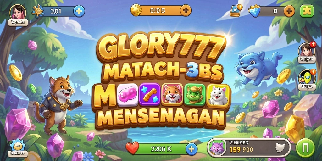 Tampilan gameplay menarik dari game Match-3 GLORY777.