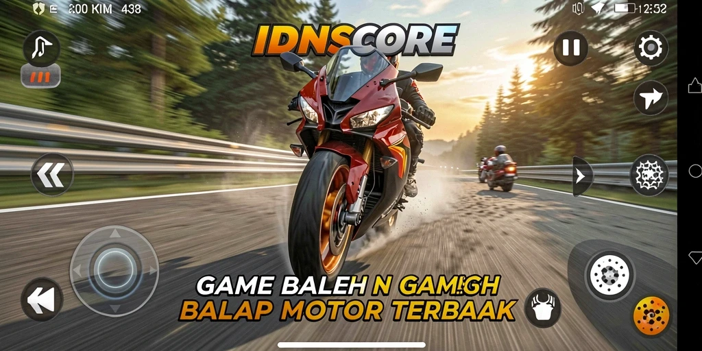 Tampilan gameplay seru balap motor di IDNSCORE.