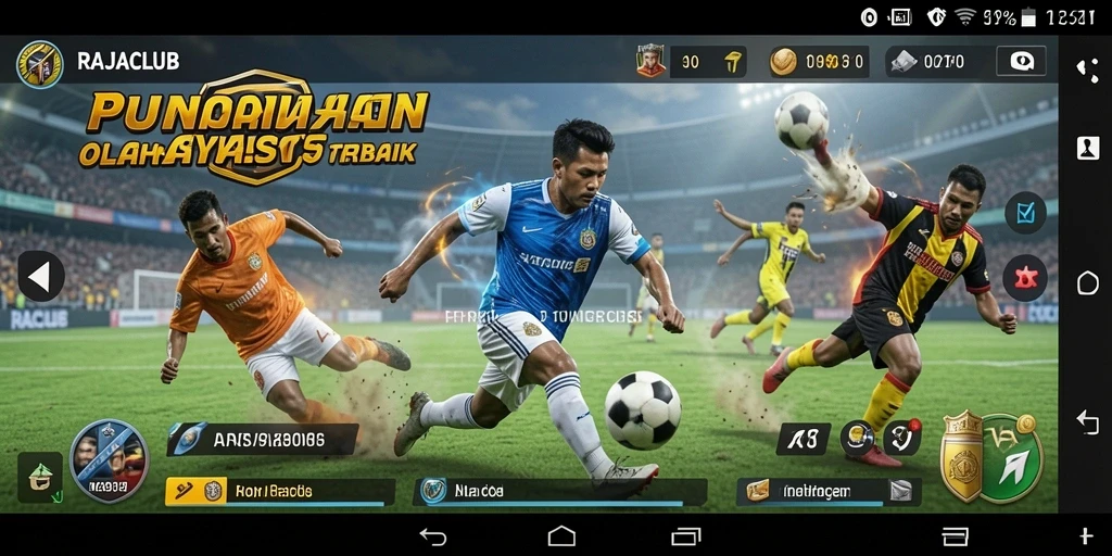 Screenshot gameplay RAJACLUB menampilkan aksi olahraga seru.