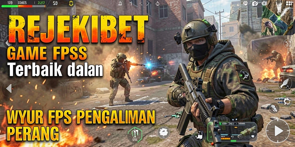 Tampilan gameplay mendebarkan dalam REJEKIBET dengan aksi tembak-menembak.