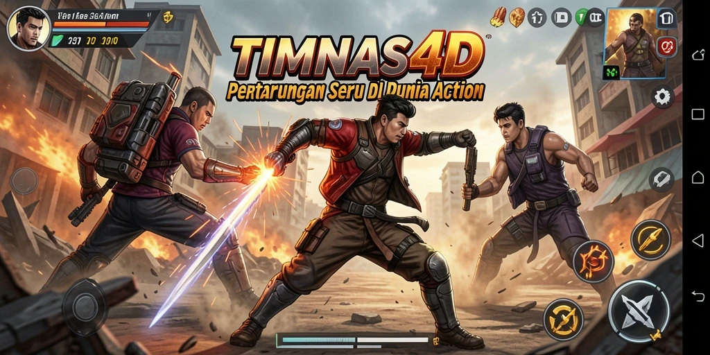 Screenshot menunjukkan aksi intens dari gameplay TIMNAS4D.